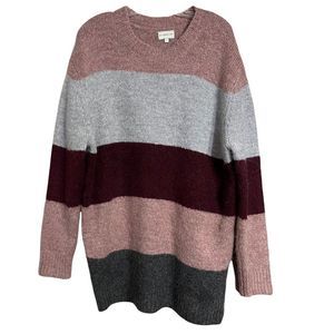 Silverflint Gray Dusty Pink Oversize Tunic Long Sleeve Sweater Sz S Alpaca Blend